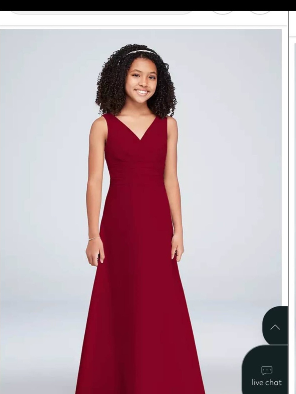 David's Bridal Red V-Neck Sleeveless A-Line Formal Dress